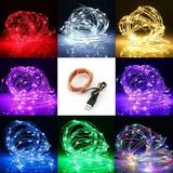 USB Plug In 33ft 100 LED Micro Copper Wire Fairy String Lights Waterproof for Indoor Outdoor Home Party Xmas Garland Decor Warm Wh