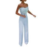 Womens Jumpsuits And Rompers Dressy 2023 Feather Bra Evening Clothes Summer Rompers For Women 2023