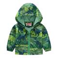 Toddler Boys Girls Casual Jackets Printing Cartoon Hooded Outerwear Zipper Coats Long Sleeve Windproof Coats Green 130