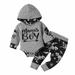 Fesfesfes Baby Bodysuit Winter Boys Girls Dinosaur Print Long Sleeve Hooded Romper Pants Set Infant Onesie Clearance