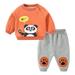 Children Kids Toddler Baby Boys Girls Long Sleeve Letter Sweatshirt Pullover Tops Cute Cartoon Trousers Pants Outfit Set 2Pcs Clothes Orange 90