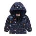 Toddler Boys Girls Casual Jackets Printing Cartoon Hooded Outerwear Zipper Coats Long Sleeve Windproof Coats Black 100