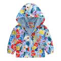 Toddler Boys Girls Casual Jackets Printing Cartoon Hooded Outerwear Zipper Coats Long Sleeve Windproof Coats Light Blue 100