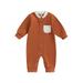 jaweiwi Baby Toddler Boy Long Sleeve Romper 0 3M 6M 12M 18M Contrast Color Button Jumpsuit with Pocket for Infant Toddler Fall Cute Clothes