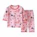 Lovskoo Toddler Boys Girls Pajamas Kids Baby Summer Casual Three Quarter Sleeve Loungewear Thin Air-conditioned Home Clothing Two Piece Set Watermelon Red