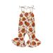 Thaisu Toddler Baby Girl Halloween Outfit Flower/Pumpkin Printed Sleeveless Tie-up Bell-Bottoms Romper Outfit