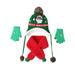 3 Pcs Baby Cute Christmas Hat Scarf Gloves Santa Claus Snowman Print Knitting Plus Velvet Super Warm Skin-Friendly