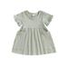 IZhansean Toddler Baby Girls Dress Outfits Ruffle Short Sleeve Ribbed Knit Dresses Casual Summer Clothes Lake Green 12-18 Months