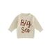 Qtinghua Infant Toddler Baby Girls Autumn Sweater Long Sleeve Flower & Letter Embroidery Knitwear Pullover Beige Apricot 3-4 Years