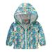 Toddler Boys Girls Casual Jackets Printing Cartoon Hooded Outerwear Zipper Coats Long Sleeve Windproof Coats Green 120