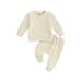 Genuiskids Baby Girls Boys Fall Pants Set Long Sleeve Crew Neck Embroidery Sweatshirt with Elastic Waist Sweatpants 2-piece Outfit