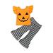 SHIBAOZI Toddler Kid Girl Halloween Costumes Clothes Smiling Face Ruffled-Sleeves Top Stripe Bell-Bottoms Pumpkin Set