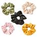 Hemoton 5pcs Solid Color Stretch Hair Ties Cloth Art Hair Rope Ponytail Holders Hair Accessories for Women Girls (Yellow + Green + Black + Pink + Khaki)