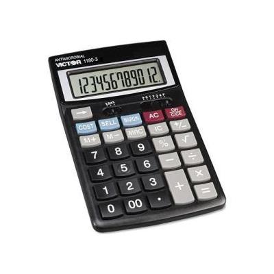 Victor AntiMicrobial Commercial Portable Calculator - 12 Character(s) - LCD - Solar, Battery Powered
