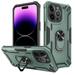 for Military Grade Protection Phone Case for iPhone 13 Pro Case for Women with Stand Heavy Duty Shockproof Hard Case Cover with Magnetic Ring for Apple iPhone 13 Pro 6.1 inch Darkgreen