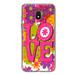 MUNDAZE Samsung Galaxy J7 2018 Star/Crown/Aura Shockproof Clear Hybrid Protective Phone Case Pink Daisy Love Graffiti Painting Art Cover