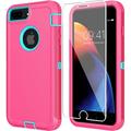 Compitable with iPhone 8 Plus Case iPhone 7 Plus Heavy Duty Protection Phone Case for iPhone 8 Plus & 7 Plus (Pink Blue iPhone 8/7 Plus)