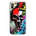 MUNDAZE Apple iPhone XS/X Shockproof Clear Hybrid Protective Phone Case Skull Face Graffiti Painting Art Cover