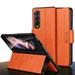 Decase Compatible with Samsung Galaxy Z Fold2 PU Leather Flip Folio Case Premium Business Style Skin-Friendly for Men Stand Function Case Full Body Protection Shockproof Protective Cover Orange