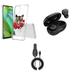 Accessories Bundle for Motorola Moto G Stylus 5G 2023 - Flexible TPU Shockproof Protection Case (Tiger Rose Flower) Wireless Earbuds 15W Fast Charging USB-C Car Charger