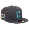Men's New Era Graphite Cleveland Guardians Print Undervisor 59FIFTY Fitted Hat