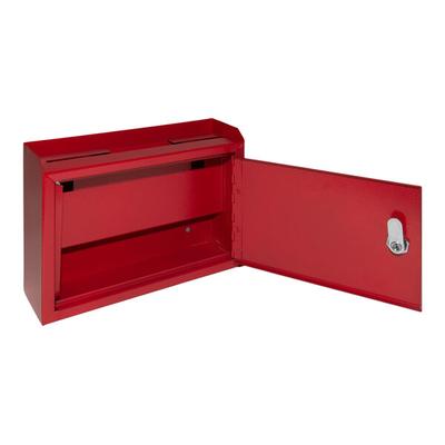 ADIRoffice 9 13/16" x 3 3/8" x 7 1/2" Red Steel Wall Mounted Multi-Purpose Suggestion Box with Suggestion Cards ADI631-02-RED-PKG