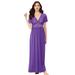 Plus Size Women's Long Lace Top Stretch Knit Gown by Amoureuse in Plum Burst (Size 1X)