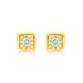 Women's Yellow Gold Over Silver 1/10 Cttw Miracle-Set Diamond Stud Earrings - Choice Of Shape by Haus of Brilliance in Square