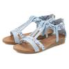 Sandale LASCANA "Sommerschuh", Damen, Gr. 39, blau (hellblau), Obermaterial: 50% Lederimitat, 50% Textilmaterial. Futter: 100% Lederimitat. Decksohle: 100% Lederimitat. Laufsohle: 100% Synthetik, bedruckt, modisch, Schuhe, Sandalette, Sommerschuh...