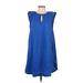 Ann Taylor LOFT Casual Dress - A-Line Keyhole Sleeveless: Blue Print Dresses - Women's Size Small