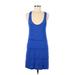 Lush Casual Dress - Mini Scoop Neck Sleeveless: Blue Print Dresses - Women's Size Medium