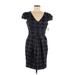 Nine West Casual Dress - Sheath V Neck Short sleeves: Black Dresses - New - Women's Size 8