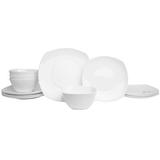 Fitz and Floyd Naveah Soft Square 12-Pc Dinnerware Set, Service For 4, Bone China Bone China/Ceramic in White | Wayfair 5304635