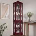 Winston Porter Agaran Curio Cabinet 21.5" W Accent China Cabinet Wood/Glass in Brown | 70.25 H x 21.5 W x 15.75 D in | Wayfair