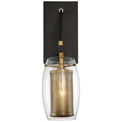 Dunbar 1-Light Wall Sconce in Warm Brass with Bron...