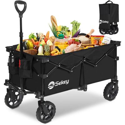 Xl Bollerwagen Faltbar 135L 120KG, Faltbarer Bollerwagen Handwagen Geländereifen, Patentiert Image