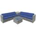 Costway 8 Piece Wicker Sofa Rattan Dinning Set Patio Furniture with Storage Table-Navy