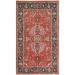 Shahbanu Rugs Imperial Red Pure Wool Hand Knotted Afghan Peshawar with All Over Heriz Design Natural Dyes Rug (3'0" x 5'0")