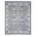 Shahbanu Rugs Electric Gray Delicate White Heriz All Over Design Serrated Leaf Pattern Pure Wool Hand Knotted Rug (7'10" x 9'9")