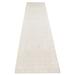 Shahbanu Rugs Stone White, Hand Knotted, Tone on Tone Design, Pure Silk with Textured Wool, Runner Oriental Rug (2'6" x 10'1")