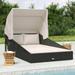 vidaXL Daybed Outdoor Patio Lounge Bed Sunbed with Foldable Roof Poly Rattan - 78.7" x 44.9" x 50.4"