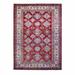 Shahbanu Rugs Fire Brick Red Caucasian Design Afghan Super Kazak With All Over Medallions Wool Hand Knotted Rug (7'0" x 9'9")