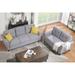 3 Pieces Living Room Sectional Sofa Set, Modern Linen Upholstered Couch Furniture with Thick Foam, Light Gray_Blue