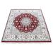 Shahbanu Rugs Cherry Red Pure Wool 250 KPSI Nain with Center Medallion Flower Design Hand Knotted Square Rug (5'0" x 5'1")