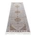 Shahbanu Rugs Hand Knotted Tabriz Mahi Double Fish Medallions Design Wool and Silk Honey Brown Oriental Runner Rug (2'9" x 9'8")