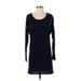 Athleta Casual Dress - Shift Scoop Neck Long sleeves: Blue Print Dresses - Women's Size X-Small