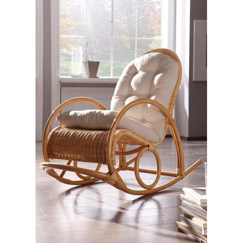 Schaukelstuhl HOME AFFAIRE Stühle Gr. B/H/T: 60 cm x 100 cm x 116 cm, ohne Kissen, beige (natur) Schaukelstühle