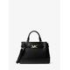 Michael Kors Reed Small Two-Tone Pebbled Leather Belted Satchel Black One Size