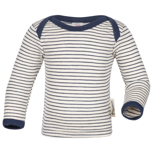 Engel - Baby-Schlupfhemd Langarm - Merinounterwäsche Gr 62/68 grau/weiß