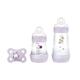 MAM Easy Start Anti-Colic Starter Set S, Baby Erstausstattung mit 2 Anti-Colic Flaschen (160 ml & 260 ml) inkl. Sauger Größe 1 und Schnuller, Baby Geschenk Set, ab der Geburt, lila